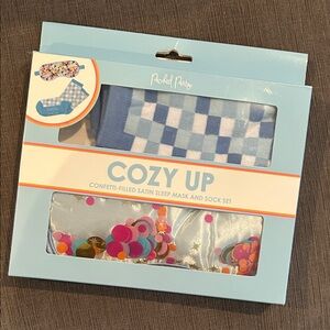 PACKED PARTY Cozy Up Confetti-filled Satin Sleep Mask and Sock Set NEW